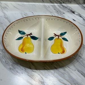 Stangl pottery divided server bowl fruit pattern hand painted